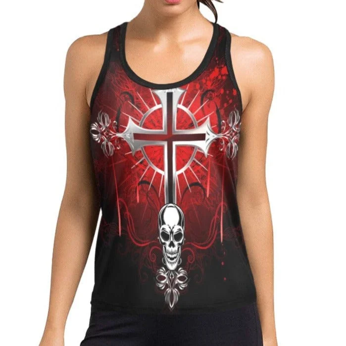 Gothic Skull Cross & Skull Women's Racerback Tank Top