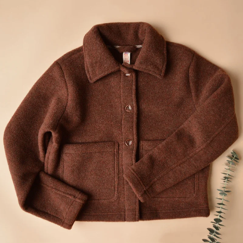 Women's Short Jacket - 100% Organic Wool Fleece - Cinnamon (XS-M) *Last One!