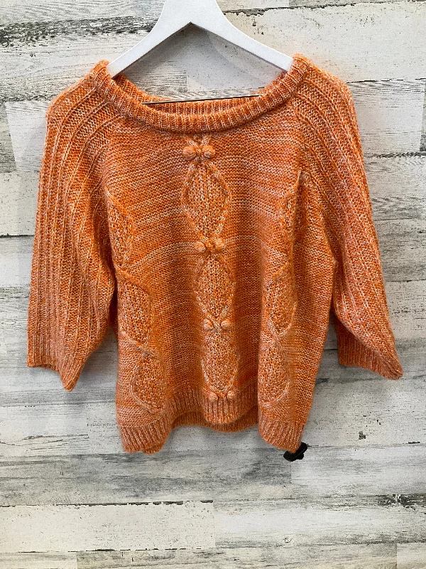 Sweater Short Sleeve By Tulle In Orange, Size: M