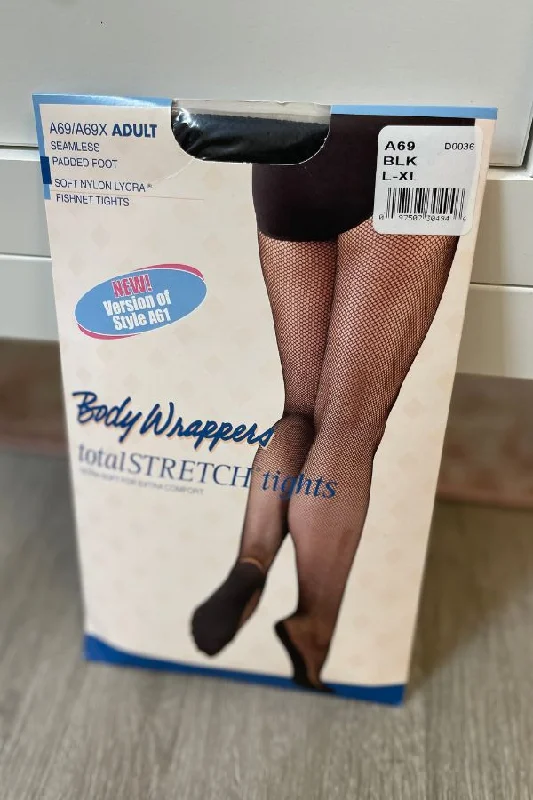 Adult totalSTRETCH Seamless Fishnet Tights with Padded Foot - Black