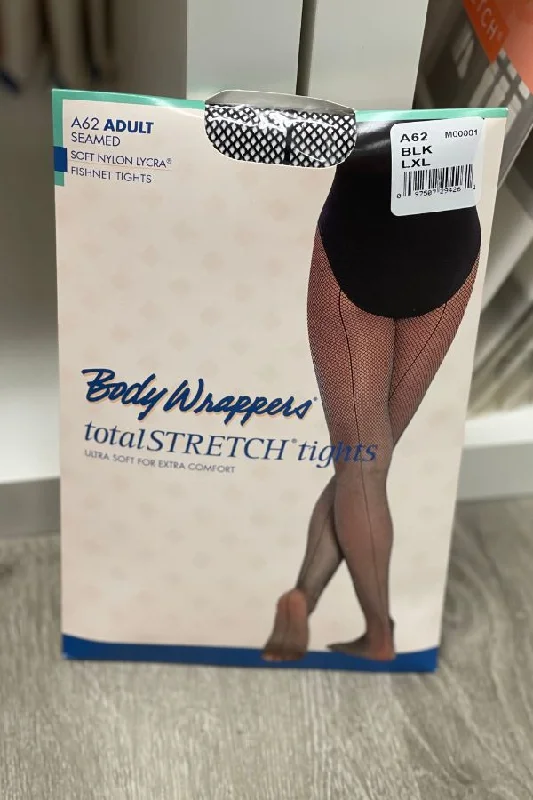 TotalSTRETCH Seamed Fishnet Tights - Black