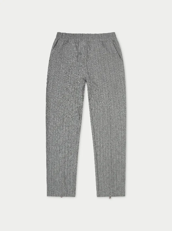 PINSTRIPE SMART ZIP HEM TAILORED TROUSER - GREY