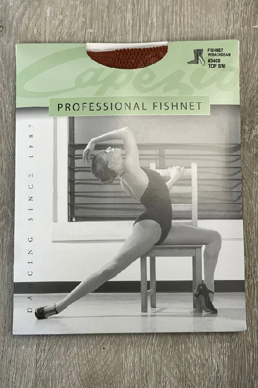 Professional Fishnet Tights with Seams - Toffee